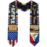 Customized Filipinos Graduation Sash 2025, Filipinos American Flag Graduation Stole 2025, Philippines Graduation Sash