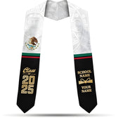Custom Mexican Graduation Sash 2025, Mexican American Flag Graduation Stoles, Mexico Graduation Stole Class of 2025