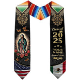 Customized Mexican Graduation Sash, Mexican American Flag Graduation Stole 2025, Mexico Graduation Stole Class of 2025