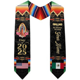 Customized Mexican Graduation Sash 2025, Mexican American Flag Graduation Stole, Mexico Graduation Stole Class of 2025