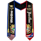 Personalized Puerto Rican Graduation Stole, Puerto Rican Graduation Sash 2025, Puerto Rico Sash for Graduation 2025 Day