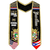 Personalized Puerto Rican Graduation Stole, Puerto Rican Graduation Sash, Puerto Rico Sash for Graduation 2025 Day