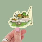 Funny frog meme Frog and Toad go fishing Sticker, Waterproof Vinyl Sticker for Book Laptop Water Bottle Phone Case