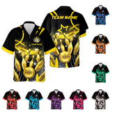 Customize Name Team Name Bowling Hawaiian 3D Shirts for Men and Women, Bowling Hawaii Shirts for Bowling Team, Bowling fan Gift