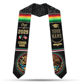 Custom Mexican American Flag Graduation Stole 2025, Mexico Grad Sash, class of 2025