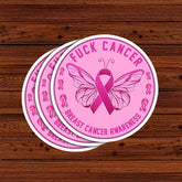 Butterfly Breast Cancer Awareness Pink Fighter Ribbon Sticker, 3 inches Waterproof Vinyl Sticker for Book Laptop Water Bottle Phone Case