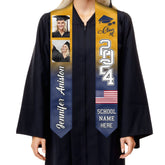 Personalized Congrats 2025 Graduation Stole, Graduation Stole Custom School Name, Your Name, Graduation Sash Gift, Class of 2025 Grad Sash