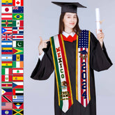 Personalized Congrats 2025 Graduation Stole, Mixed Two Flag Graduation Stole, Graduation Sash Gift, Class of 2025 Grad Sash