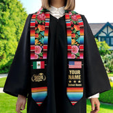 Personalized Mexican Stole, Custom Mexican Graduation Stole, Mexican Stole Graduation Class Of 2025, Mexican Graduation Sash TD-0419-GBM8