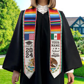 Personalized Mexican Stole, Custom Mexican Graduation Stole, Mexican Stole Graduation Class Of 2025, Mexican Graduation Sash TD-0411-WFTI