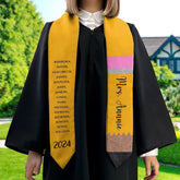 Personalized Teacher Stole, Custom Teacher Graduation Stole, Pencil Stole Graduation Class Of 2025, Teacher Graduation Sash TD-0422-D49U