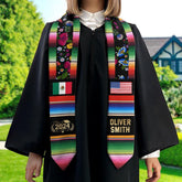 Personalized Mexican Stole, Custom Mexican Graduation Stole, Mexican Stole Graduation Class Of 2025, Mexican Graduation Sash TD-0419-YRUS