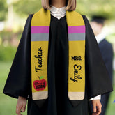 Personalized Teacher Stole, Custom Teacher Graduation Stole, Pencil Stole Graduation Class Of 2025, Teacher Graduation Sash TD-0422-BOV7