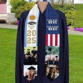 Personalized Congrats 2025 Graduation Stole, Mixed Two Flag Graduation Stole, Graduation Sash Gift, Class of 2025 Grad Sash