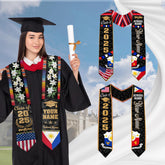 Custom Filipino Graduation Sash 2025,Filipino Graduation Sash,Philippines American Flag Stole,Philippines Graduation Stole,Graduation Gift