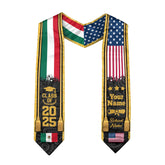 Custom Mexican American Graduation Sash, Mexican American Flag Graduation Sash 2025, Guadalupe Stole, Mexico Graduation 2025, Hispanic Stole