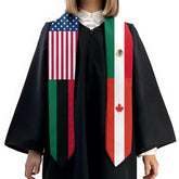 Personalized Four Flag Graduation Stole Combination Nation Graduation Sash Class Of 2025 Stoles Mixed Flags Graduation Stoles TD-0411-LHQJ
