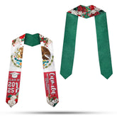 Personalized NAME Mexican Graduation Stole, Mexico Flag Latina Grad Sash