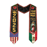 Custom name Mexican Graduation Sash, Mexican American Flag Graduation Sash 202