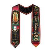 Personalized Mexican Graduation Stole, Mexico Flag Latina Grad Sash