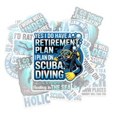 10 Pcs Scuba Diving Stickers Pack | Funny Waterproof Vinyl Diver Decals | Gift for Ocean & Dive Lovers