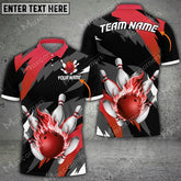 Mostprints Bowling Ball And Pins Ultimate Fire Multicolor Option Customized Name 3D Shirt (6 Colors)