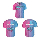 Gender Reveal Blue or Pink Baseball Jerseys, Daddy Mommy love you Shirts for Women Men, Gifts shirt for new mom new dad