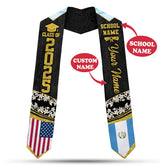 Personalized Guatemala Graduation Stole with name, Custom Guatemalan American Flag sash 2025