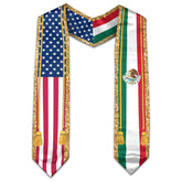 Mexican American Flag Graduation Stole, Mexico Graduation Sash