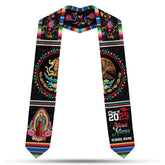 Custom Mexican flag and floral Graduation Stole class of 2025, Mexico Grad Sash