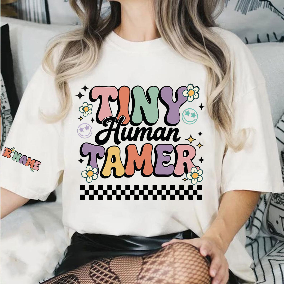 Customized Teacher Name Tiny Human Tamer T-shirt, Back to school gift shirt, Teacher gift