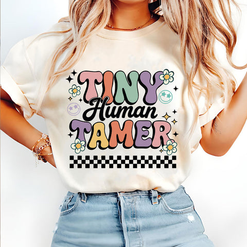 Customized Teacher Name Tiny Human Tamer T-shirt, Back to school gift shirt, Teacher gift