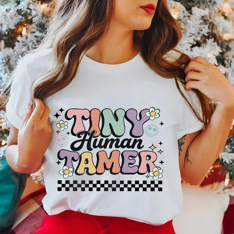 Customized Teacher Name Tiny Human Tamer T-shirt, Back to school gift shirt, Teacher gift