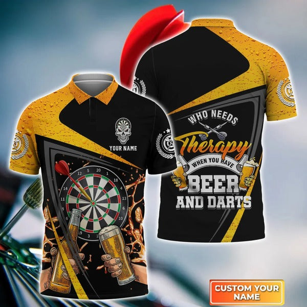 Mostprints Darts And Beer Drinking Personalized Name 3D Shirt