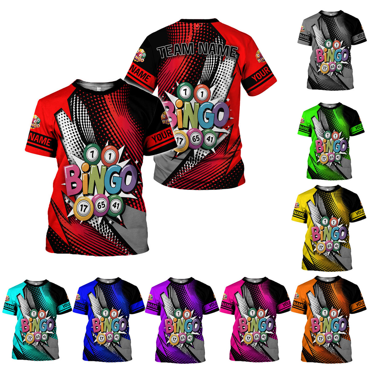 Personalized 3D BINGO Shirt with Name, Custom Bingo game Shirts for Team, Men Women unisex 3D shirt