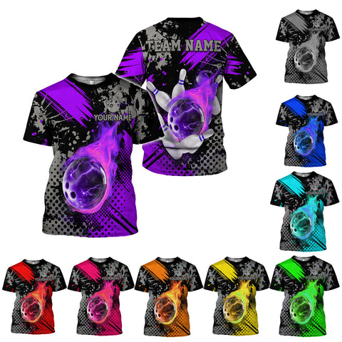 Custom Team Name and Name Bowling Shirt, 3D Bowling Shirts for Men, Short Sleeve Shirts for Team Bowling