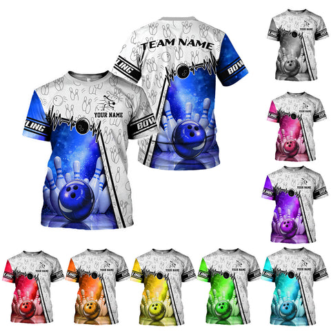 Custom Name Team Name 3D Bowling Shirt, Bowling Shirts for Men Women, Short Sleeve Shirts for Team Bowling