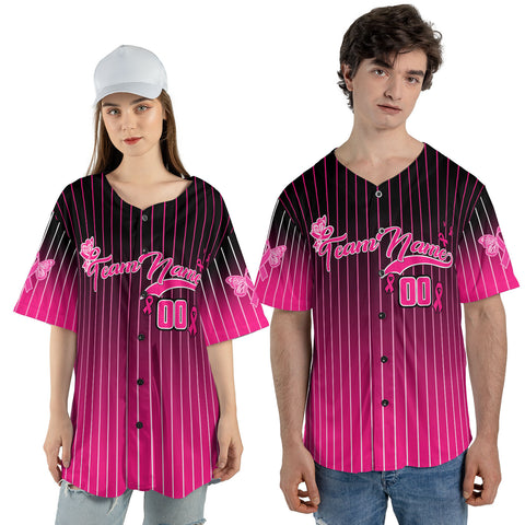 Custom Name Number Team Name Breast Cancer Baseball Jersey, Breast Cancer Survivor Pride unisex shirt for women men