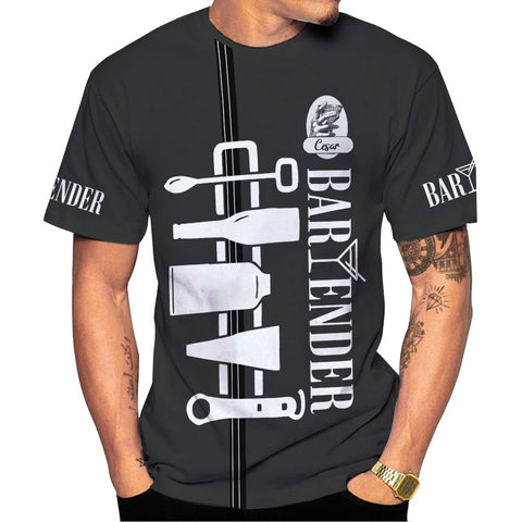 Personalized Bartender 3D Shirt with Name, Custom Bartender Tshirts, Bartending 3D shirts for Bartender, Barista Camisas Tshirt