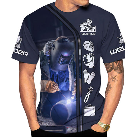 Personalized 3D Welder Shirt with Name, Welder Shirts for Men 3D shirt , gift for him Welding T-shirt