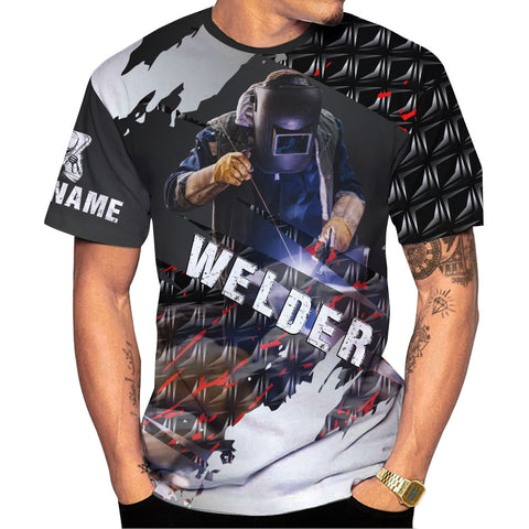 Personalized Name 3D Welder Shirt, Welder Shirts for Men 3D shirt , gift for him Welding T-shirt
