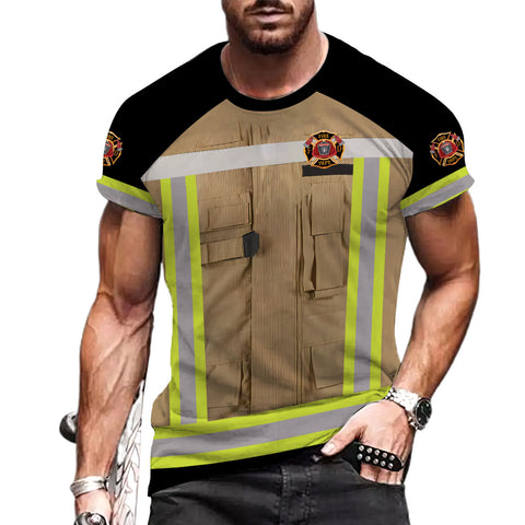 Personalized Name Firefighter 3D Shirt, Custom Fire Man Firefighter Gift shirt, Unisex Tshirts 3D for Men