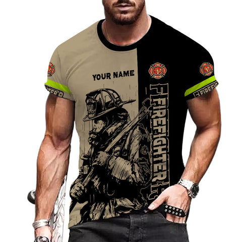 Personalized Firefighter Shirt 3d, Custom Name Fire Man Firefighter Gift Tshirt, 3D Shirts Unisex Tshirts 3D for Men Women