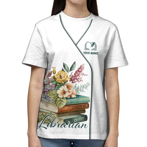 Custom Name Librarian 3D T Shirt for women, sweatshirt hoodie zip hoodie Librarian 3D shirt