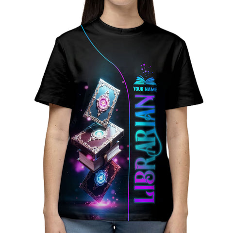 Personalized Librarian 3D Shirt with Name, sweatshirt hoodie zip hoodie Librarian 3D shirt for Women Men
