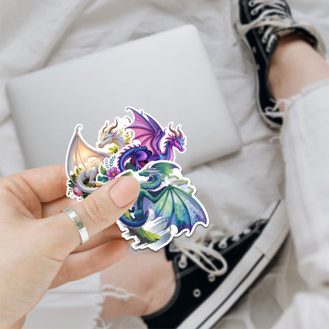 (10PCS) Fire Dragon Stickers 3in, Fantasy Dragons Stickers for Water Bottle Laptop, Kids gift Stickers Pack, book lover sticker