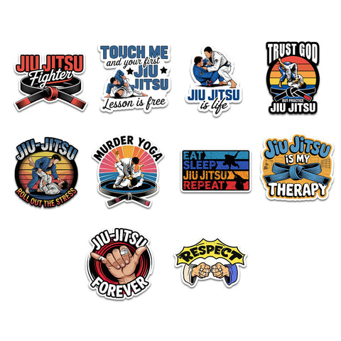 10PCS jiu Jitsu Stickers 3in, Sport Aesthetic Vinyl Waterproof Sticker for Water Bottle Laptop Skateboard Scrapbooking, Decor for Kids Teens Adults for Party Supply