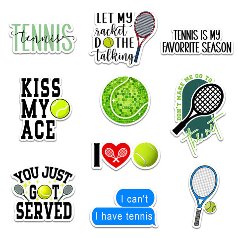 10PCS Sport Tennis Stickers 3in, Sticker gift for Water Bottles Waterproof Laptop Computer Phone Case Helmets Scrapbooking , Funny Aesthetic Sticker Vinyl Decals