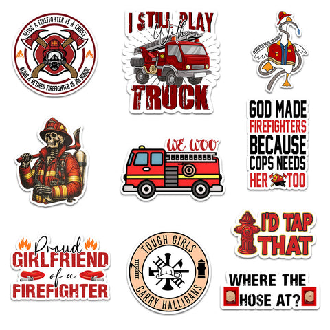 10PCS Firefighter Thin Red Line Stickers 3in, Fire Department Truck Rescue for Laptop, Water Bottles, Helmet, Skateboard for Firefighters