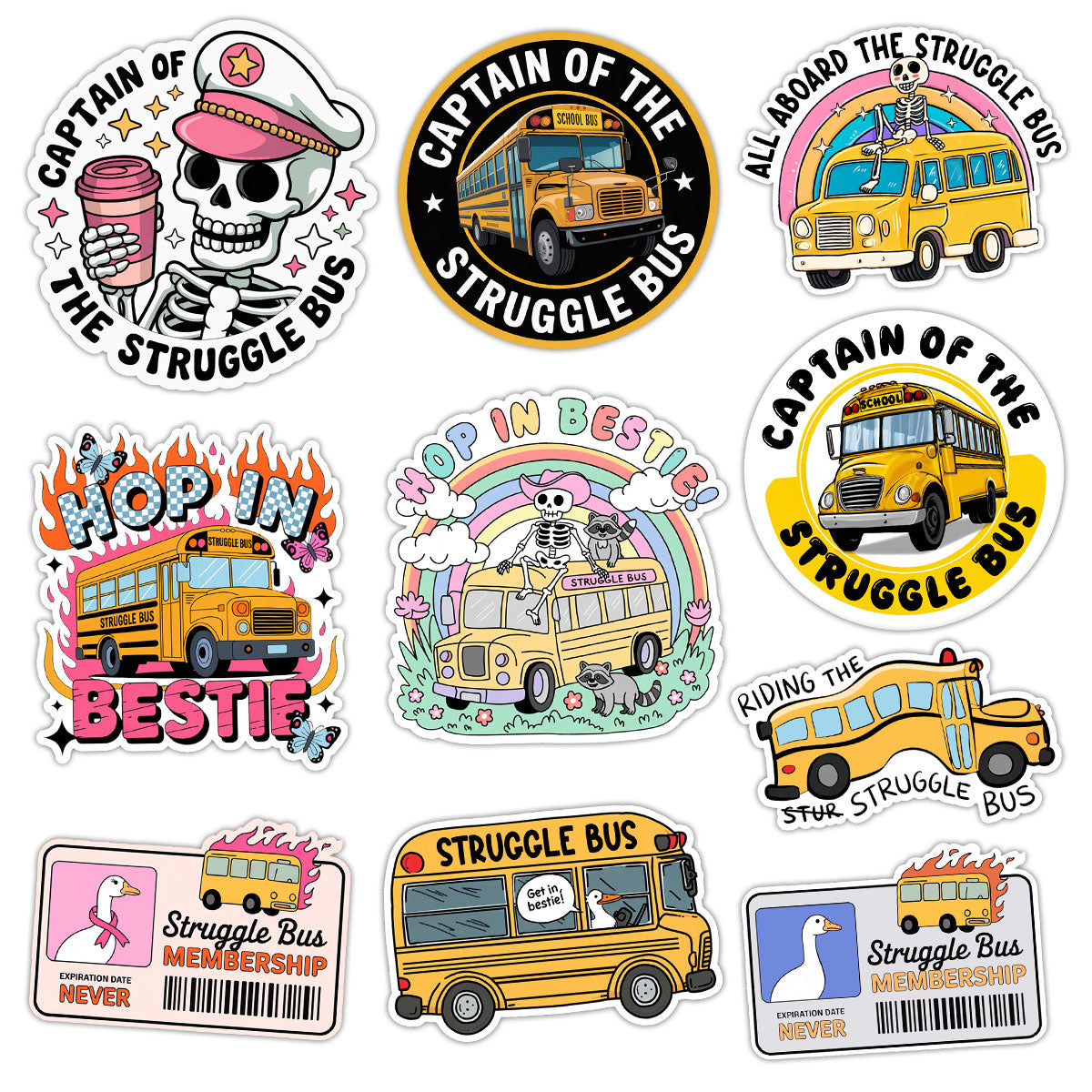 10 pcs  Waterproof Vinyl School Bus Sticker, Items for Buses Drivers Gifts, Stickers Transportation Themed, Graphics Accessories Decals, Scrapbooking